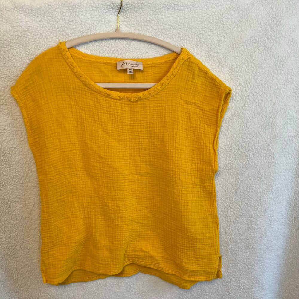 100% cotton philosophy republic clothing yellow top sleeveless preowned great